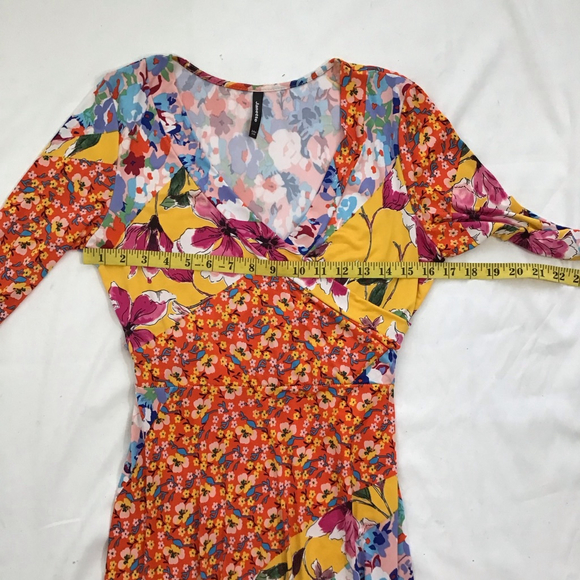 Janette Women Floral Patchwork Maxi Dress M Orange Yellow - Picture 10 of 14